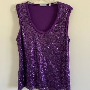 Sequin v-neck  sleeveless  Blouse